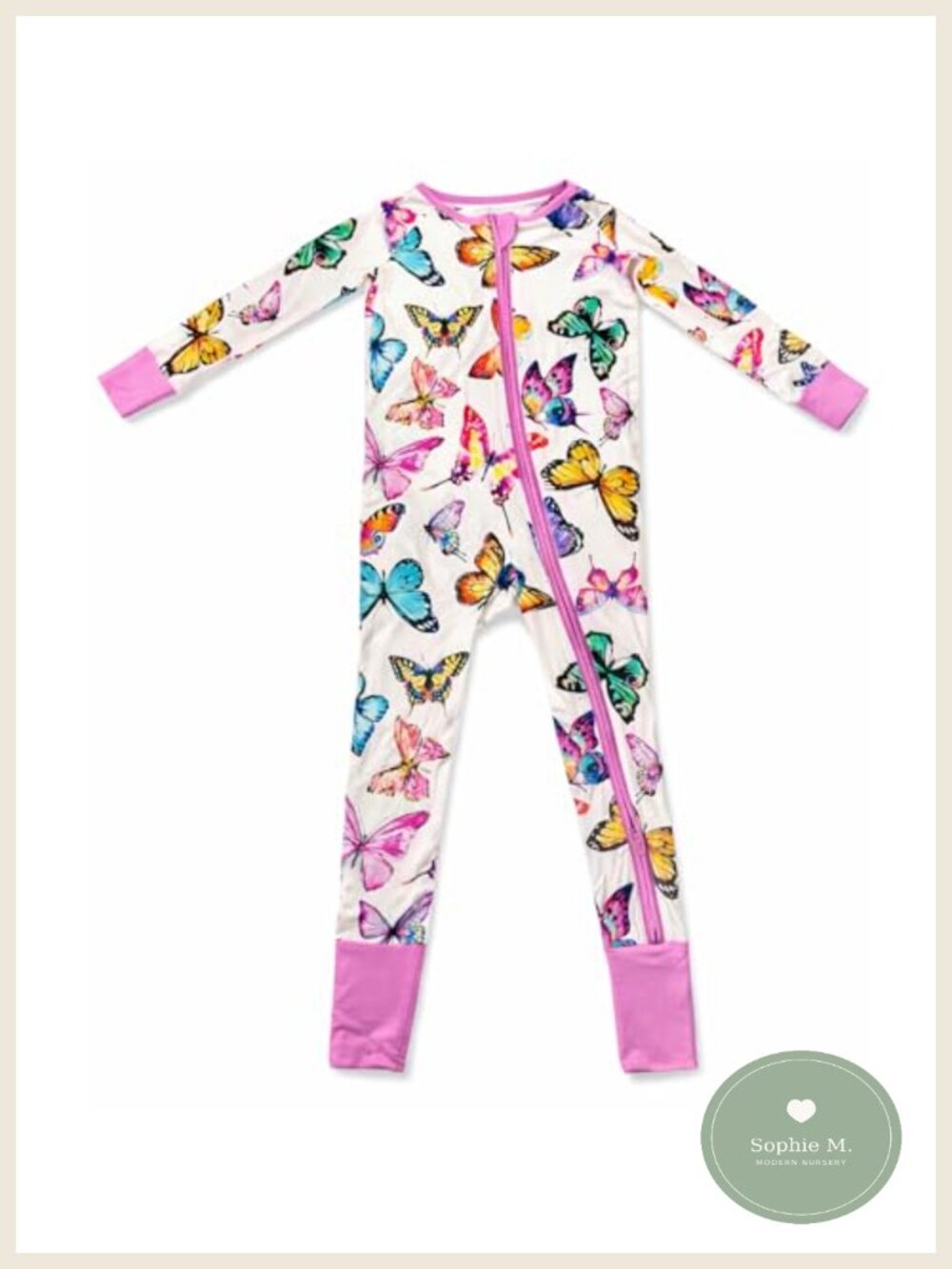Butterfly Print Viscose from Bamboo Baby Footie Pajamas NB-2T